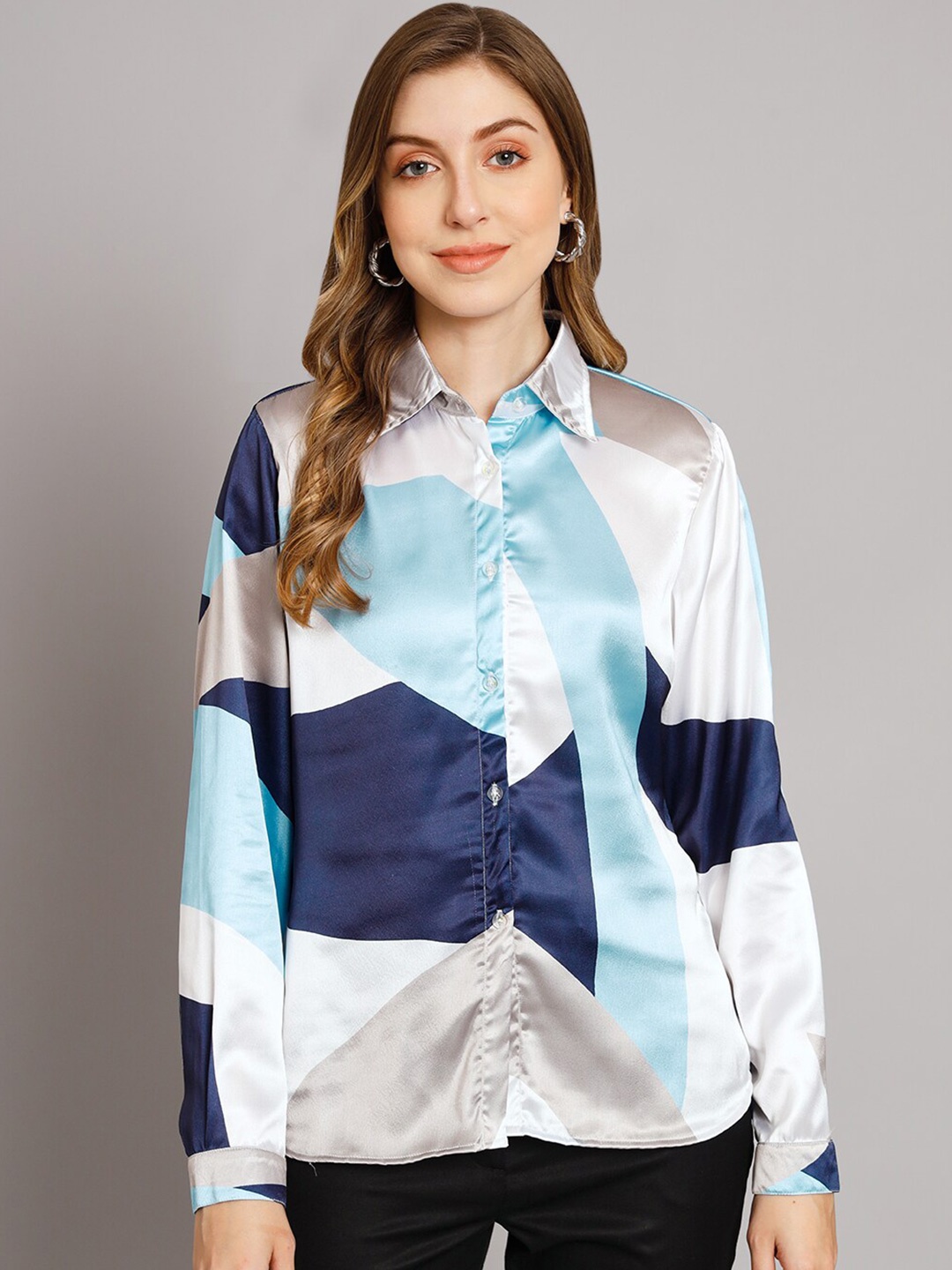 

Funday Fashion Abstract Printed Casual Shirt, White