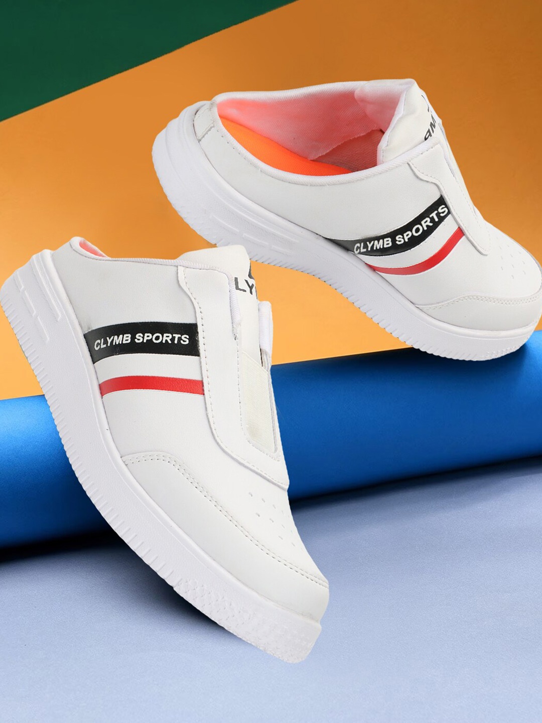 

CLYMB Men Lightweight Printed Mule Sneakers, White