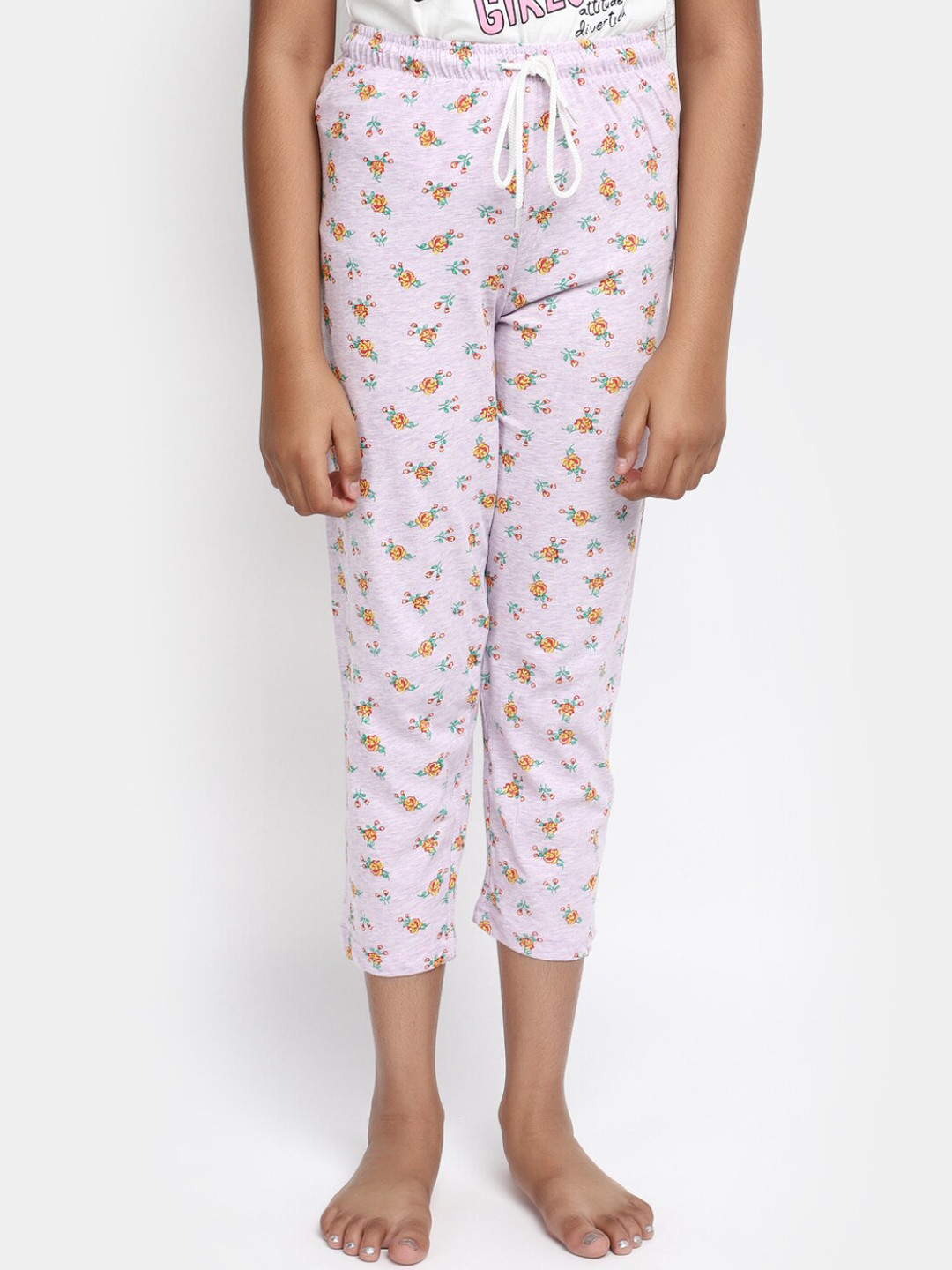 

V-Mart Girls Printed Cotton Lounge Pants, Purple