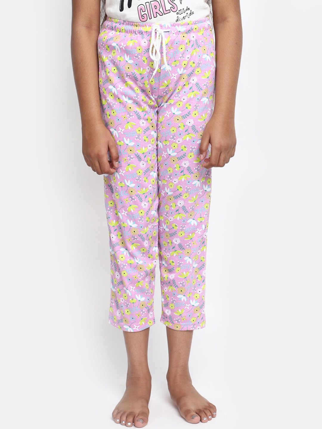 

V-Mart Girls Printed Cotton Lounge Pant, Pink