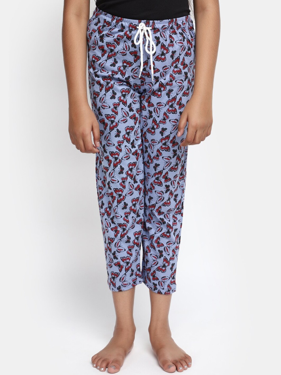 

V-Mart Girls Printed Knitted Cotton Lounge Pant, Blue