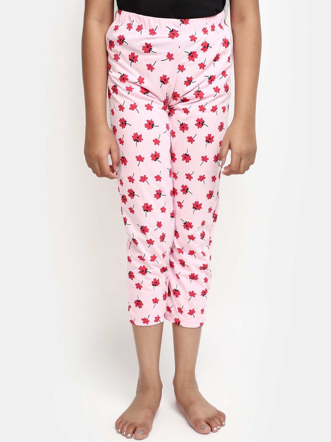 

V-Mart Girls Printed Cotton Lounge Pants, Pink