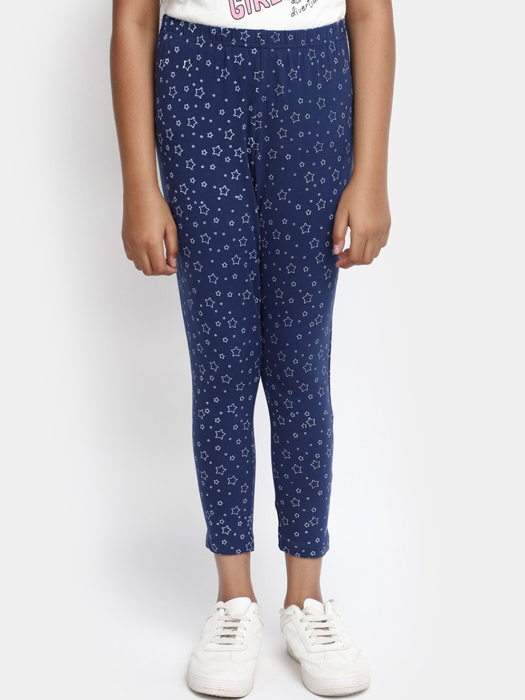 

V-Mart Girls Printed Cotton Knitted Lounge Pant, Navy blue