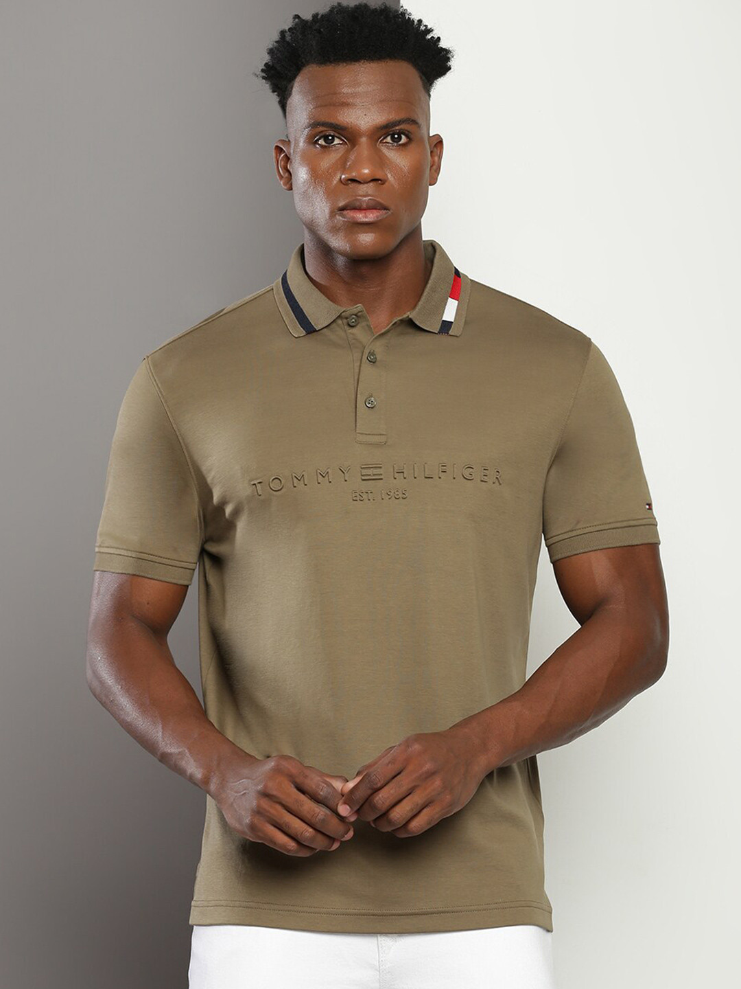 

Tommy Hilfiger Polo Collar Pure Cotton T-shirt, Khaki