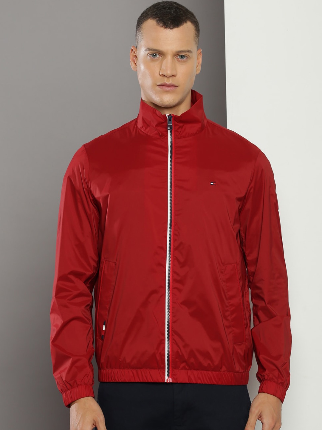 

Tommy Hilfiger Mock Collar Sporty Jacket, Red