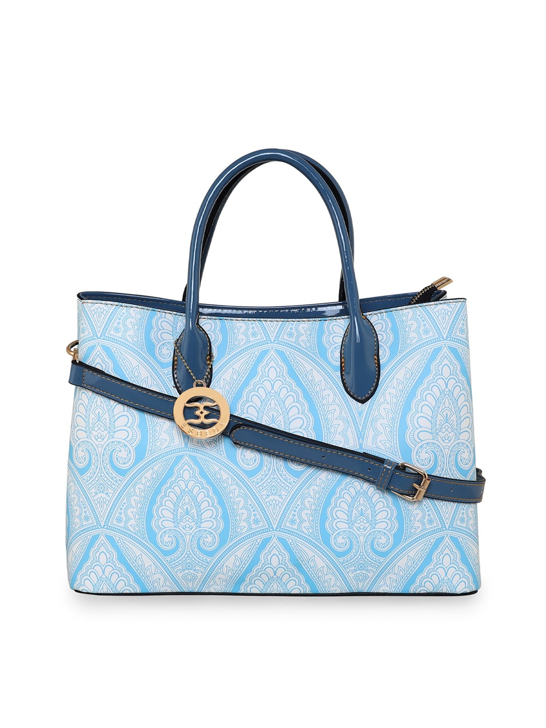 

ESBEDA Ethnic Motifs Printed Structured Handheld Bag, Blue