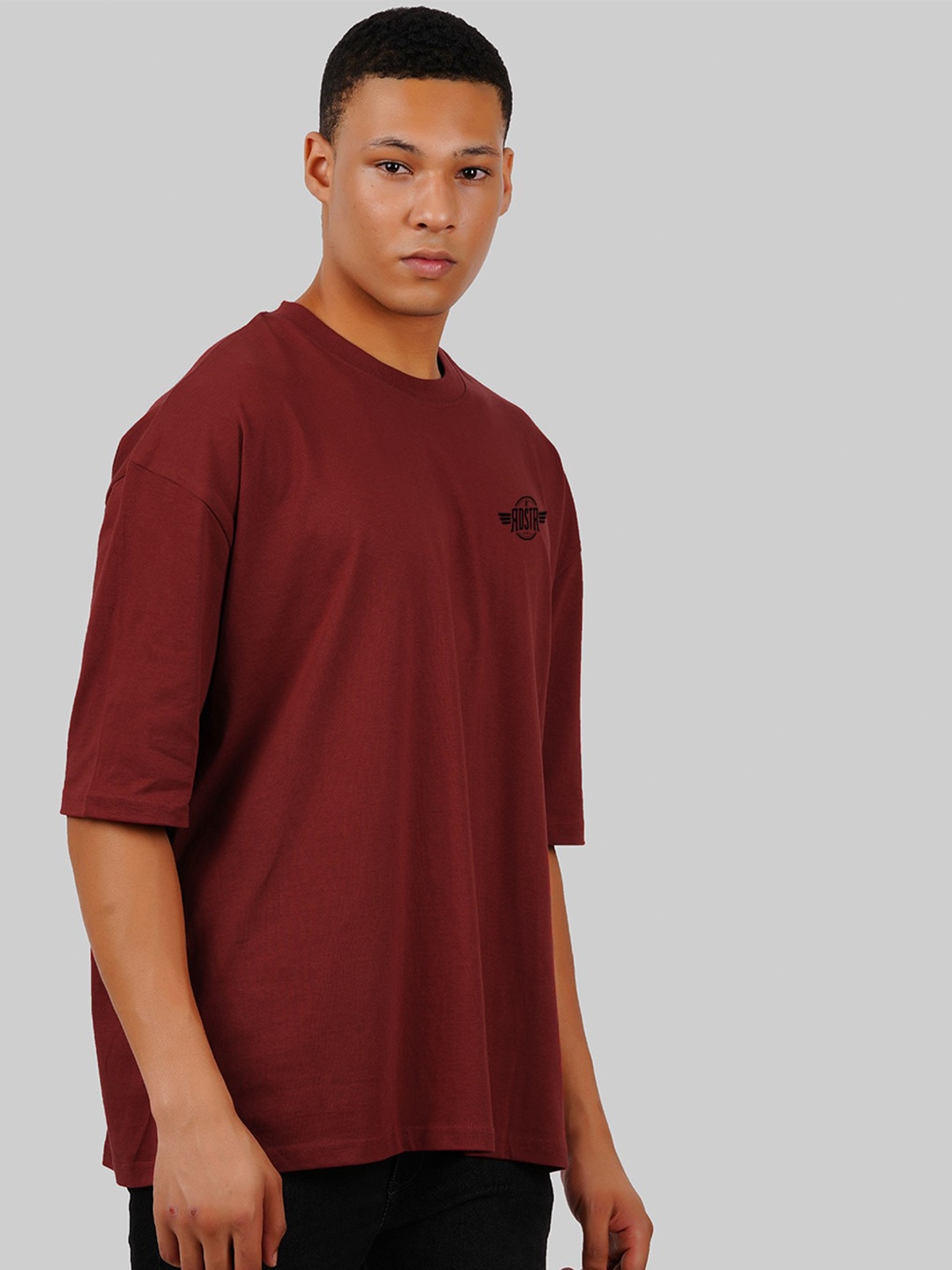 Roadster Round Neck Pure Cotton Oversized T-shirt, Red