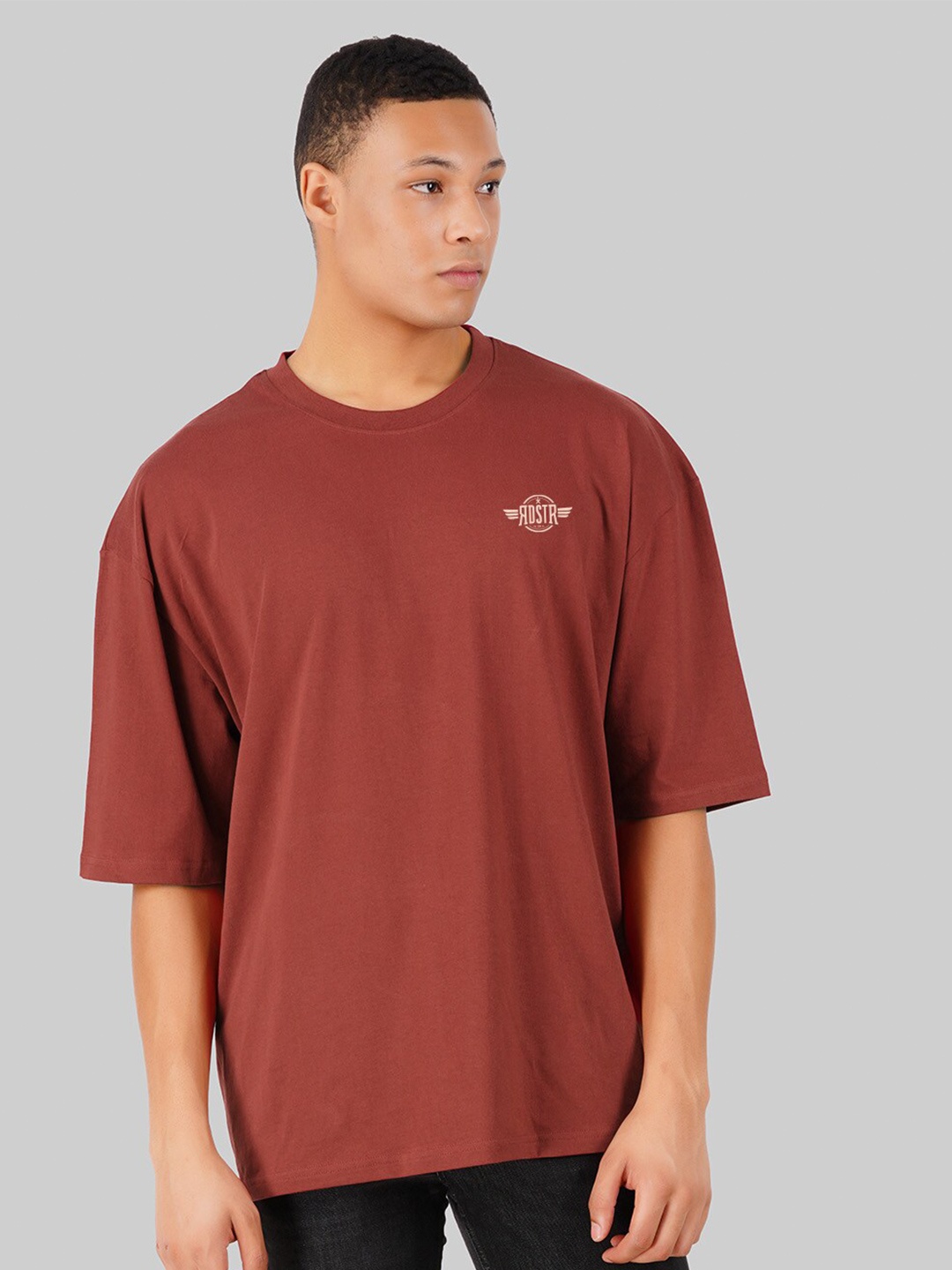 Roadster Rust Graphic Printed Round Neck Pure Cotton Oversized T-shirt