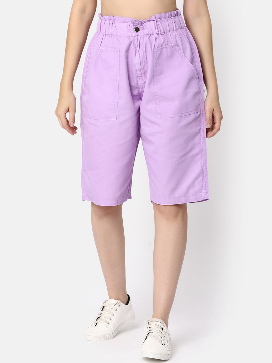 

V-Mart Women Mid-Rise Casual Cotton Shorts, Lavender