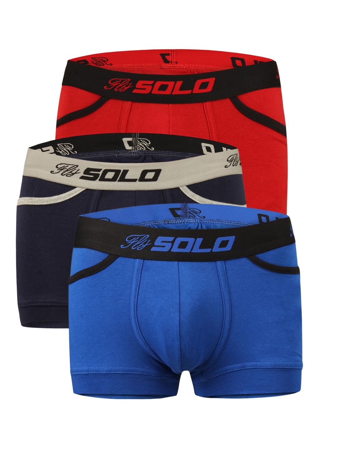 

SOLO Pack Of 3 Mid-Rise Trunks, Red