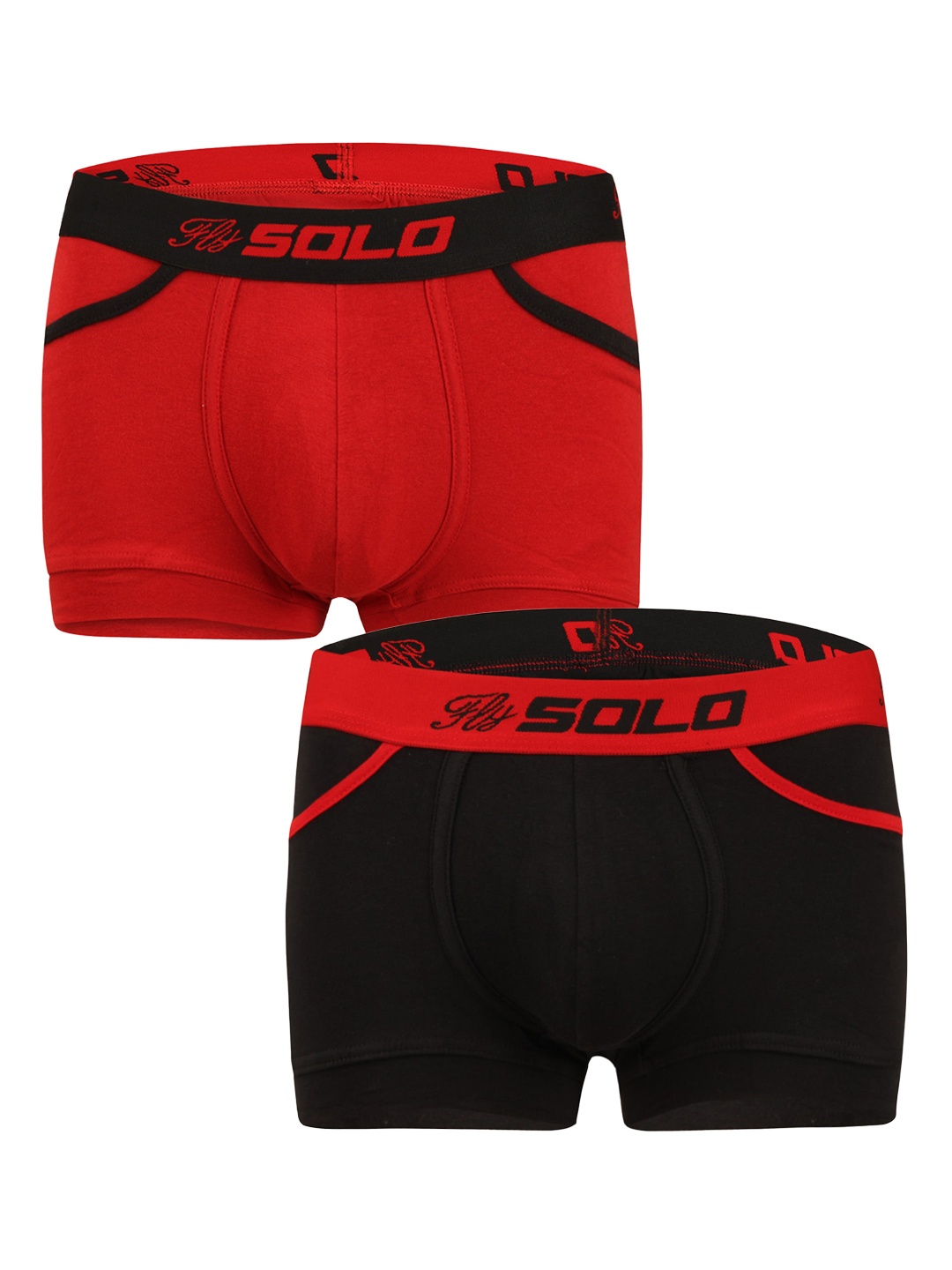 

SOLO Pack Of 2 Outer Elasticated Trunks Grip-Pocket-2-Red,Black-75
