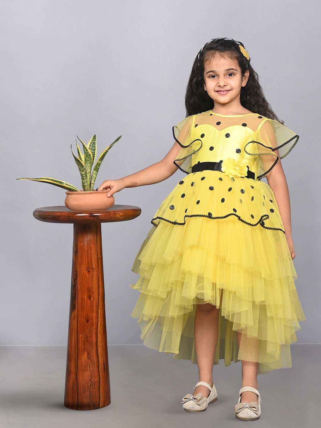 

Toy Balloon kids Girls Sequined Embellished Fit & Flare Dress, Yellow