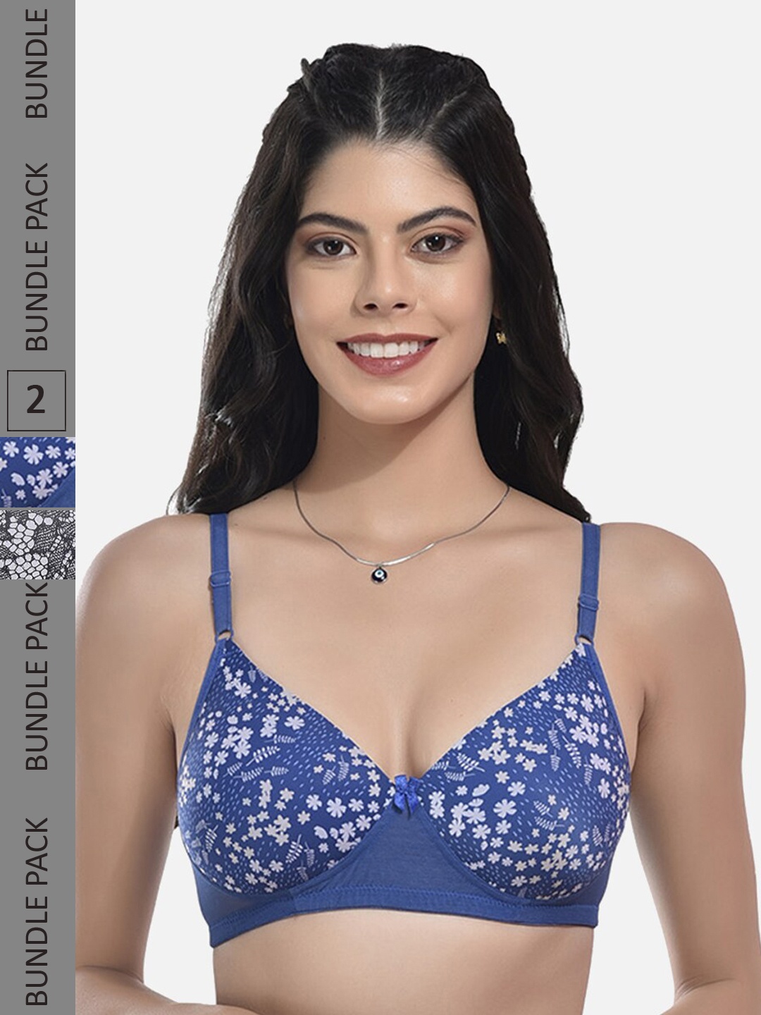 

StyFun Pack of 2 Full Coverage Lightly Padded Bra With All Day Comfort, Blue