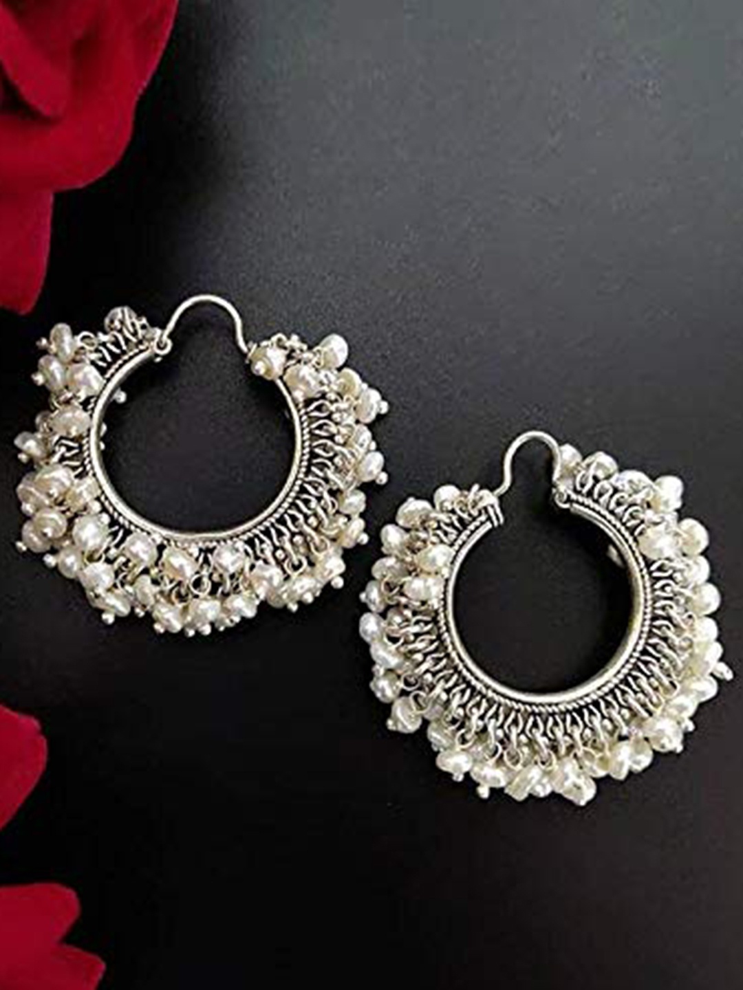 

The Pari Silver-Plated Beaded Hoop Earrings