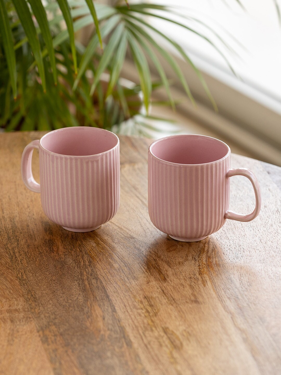 

ExclusiveLane 2 Pcs Pink Coral Reef Ceramic Matte Mugs - 300 ML