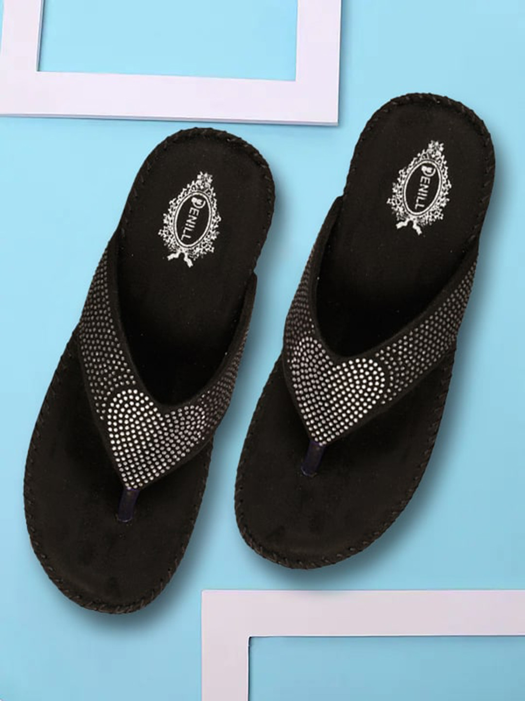 

Denill Embellished Open Toe Flats, Black