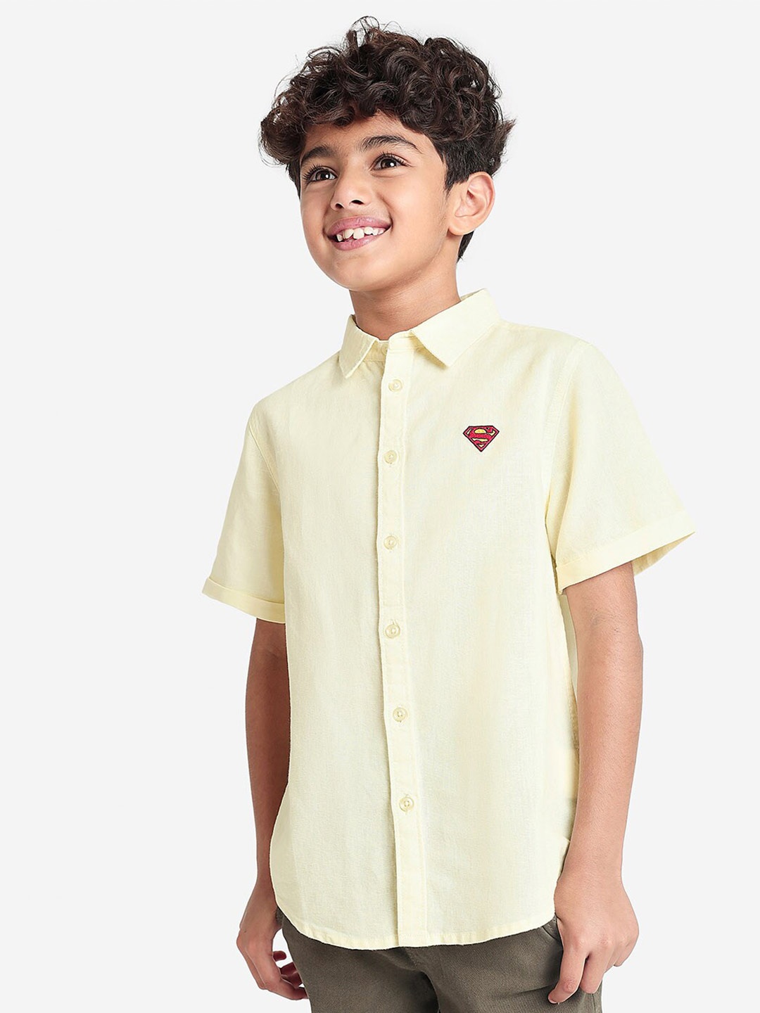 

BONKIDS Boys Spread Collar Standard Opaque Cotton Casual Shirt, Yellow