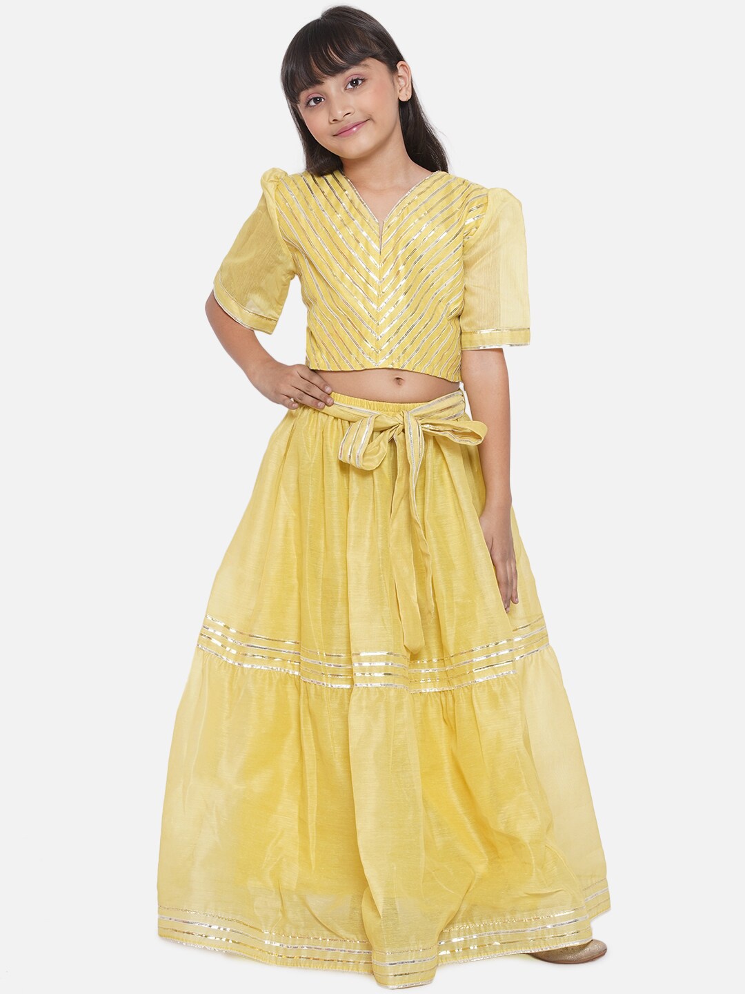 

Modish Couture Girls Gotta Patti Ready to Wear Lehenga Choli, Yellow