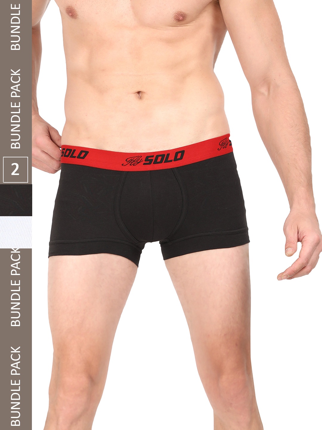 

SOLO Pack Of 2 Ergonomic 3D Pouch Stretch Short Trunks SGrip-2-Black-white-75