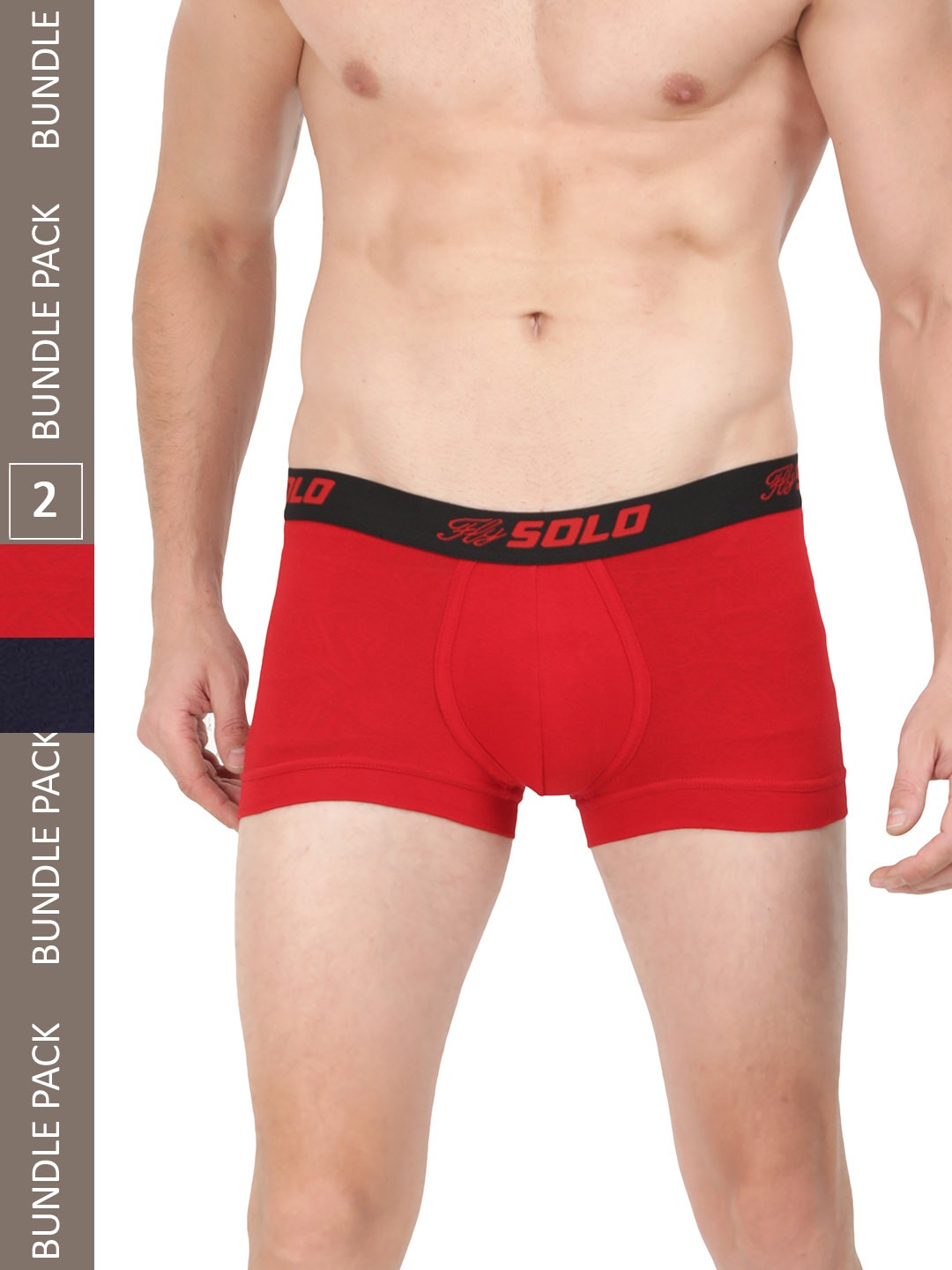 

SOLO Pack Of 2 Stretch Short Trunk SGrip-2-NV-RD-75, Navy blue