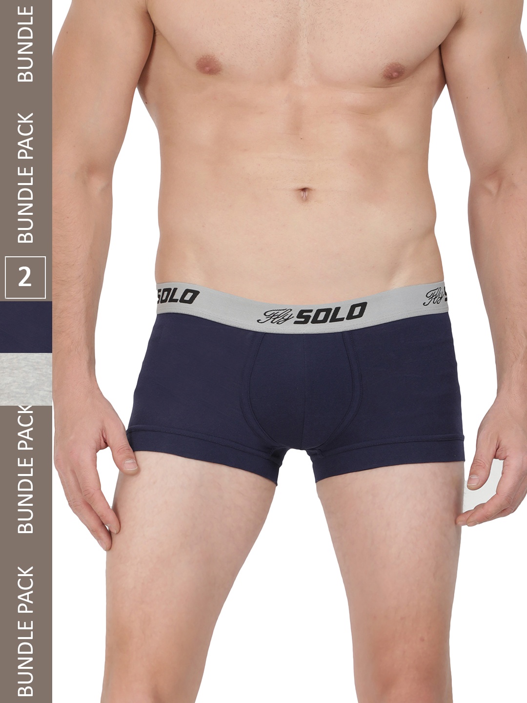 

SOLO Pack Of 2 Ergonomic 3D Pouch Stretch Short Trunk SGrip-2-Grey Melange,Navy-75