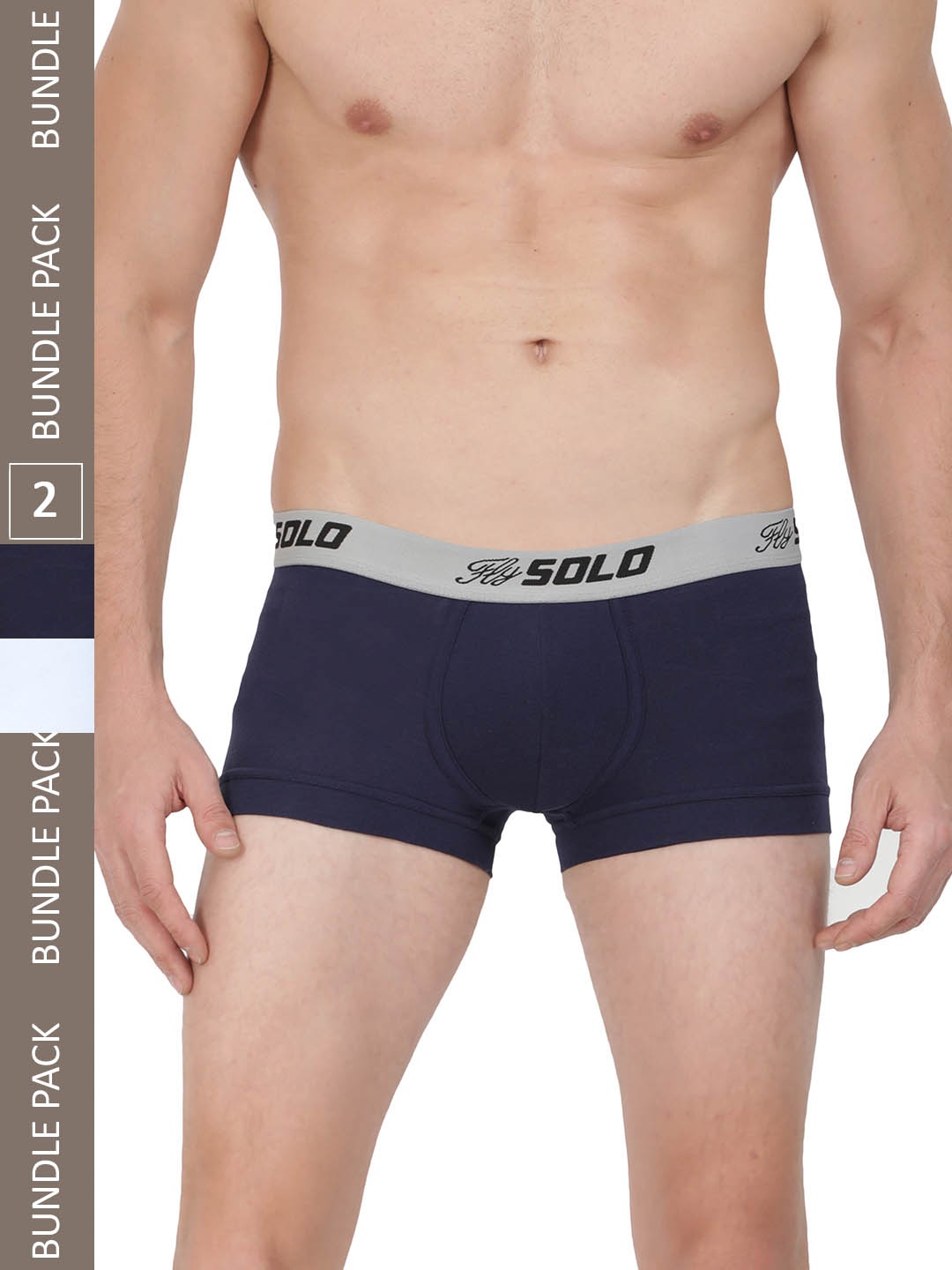 

SOLO Pack Of 2 No Wedgies Short Trunk SGrip-2-white-Navy-75