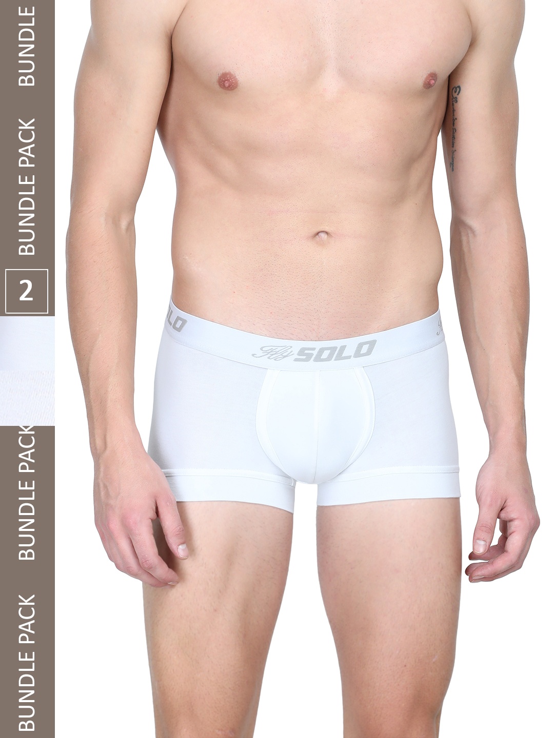 

SOLO Pack Of 2 No Wedgies Short Trunks SGrip-2-white-75
