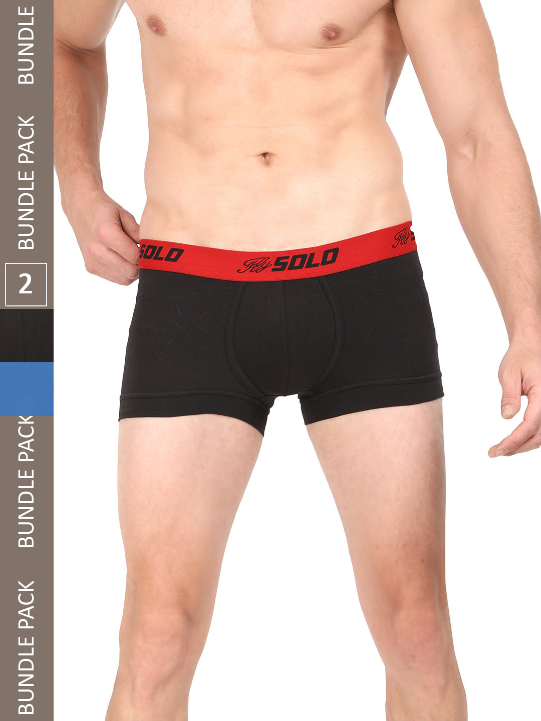 

SOLO Pack Of 2 No Wedgies Logo Printed Trunk SGrip-2-BK-RB-75, Black