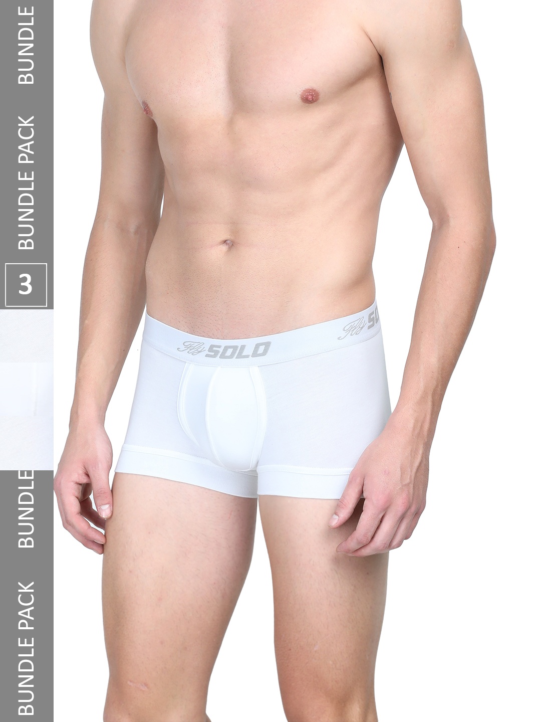 

SOLO Pack Of 3 No Wedgies Short Trunks SGrip-3-white-75