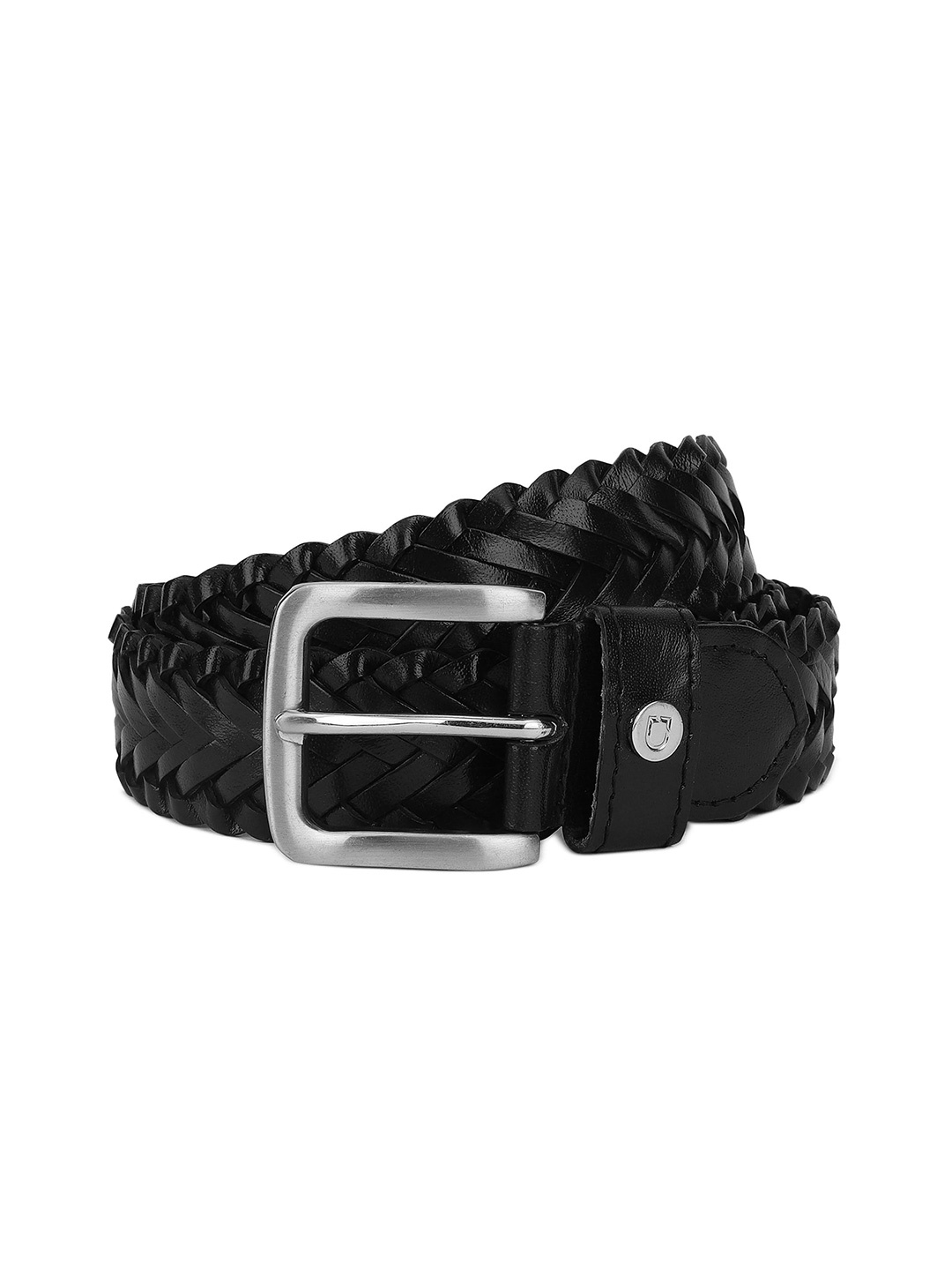 

Urbano Plus Men Braided Wide Leather Belt, Black