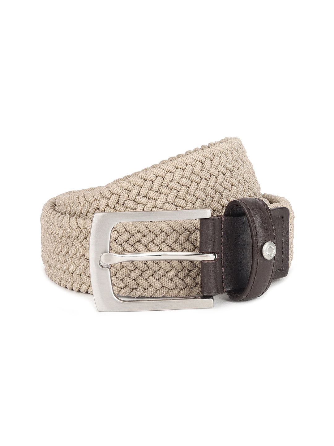 

Urbano Plus Men Breaded Leather Belt, Grey