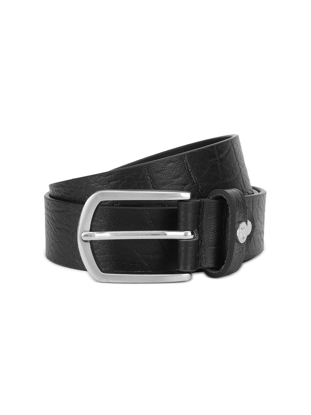 

Urbano Plus Men Textured Slim Leather Belt, Black