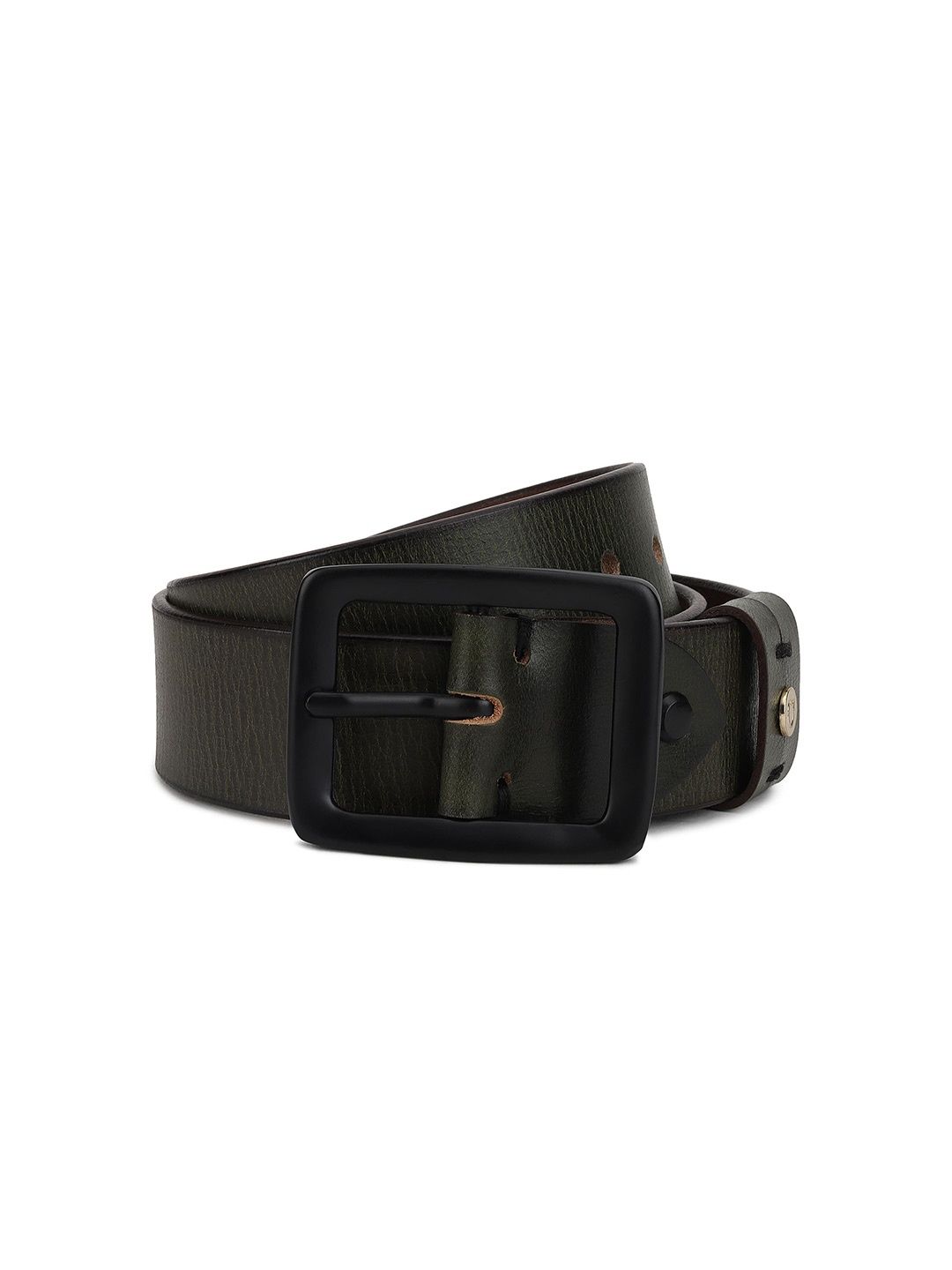 

Urbano Plus Men Textured Wide Leather Belt, Green