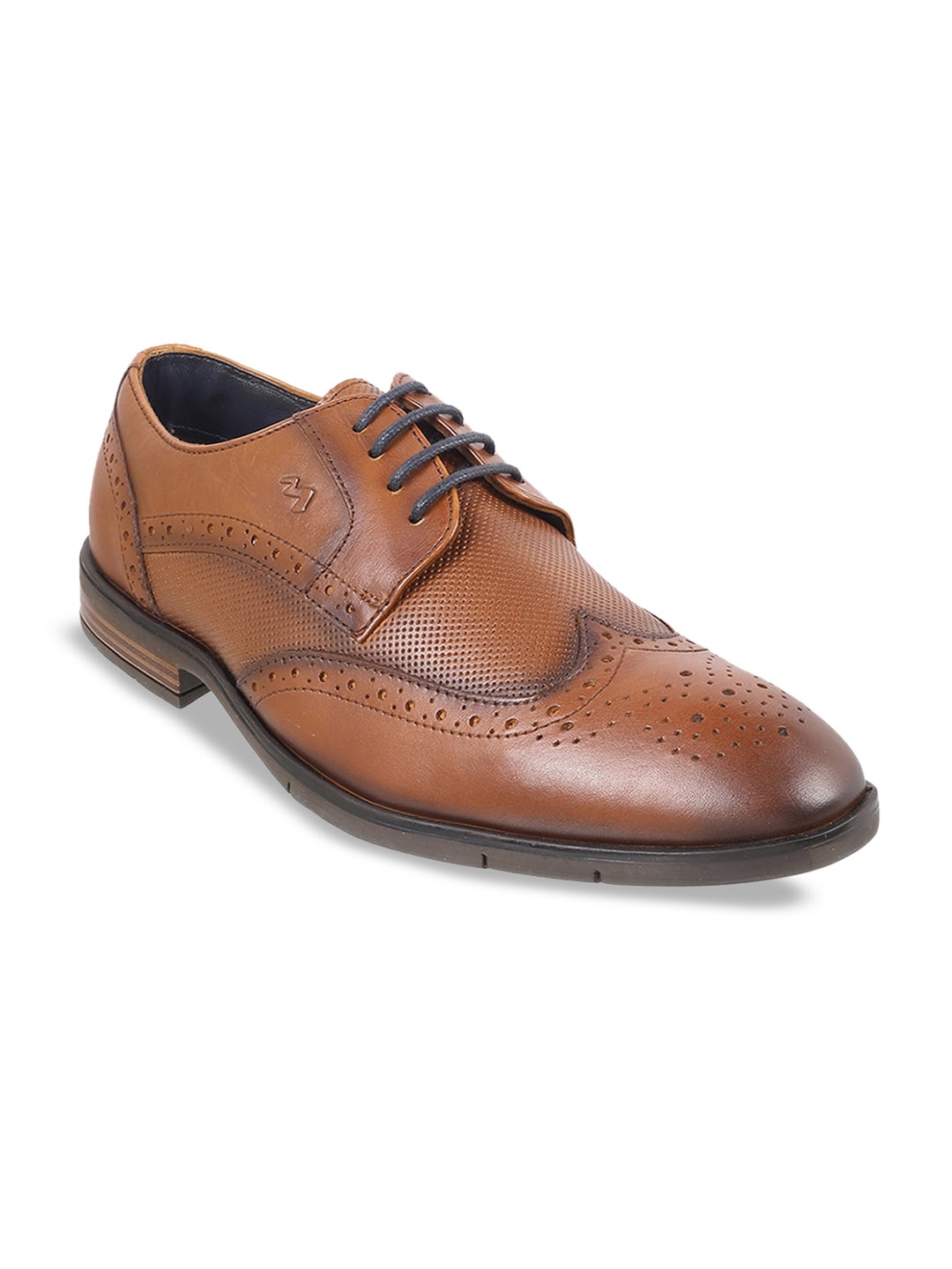 

Metro Men Textured Leather Formal Brogues, Tan