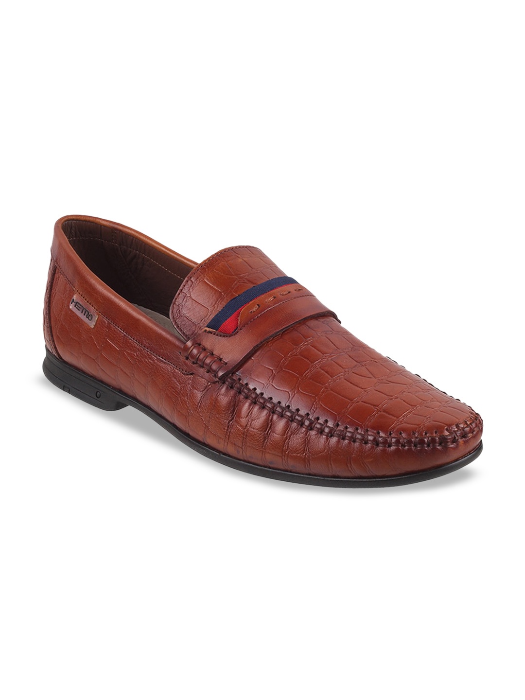 

Metro Men Textured Leather Formal Penny Loafers, Tan
