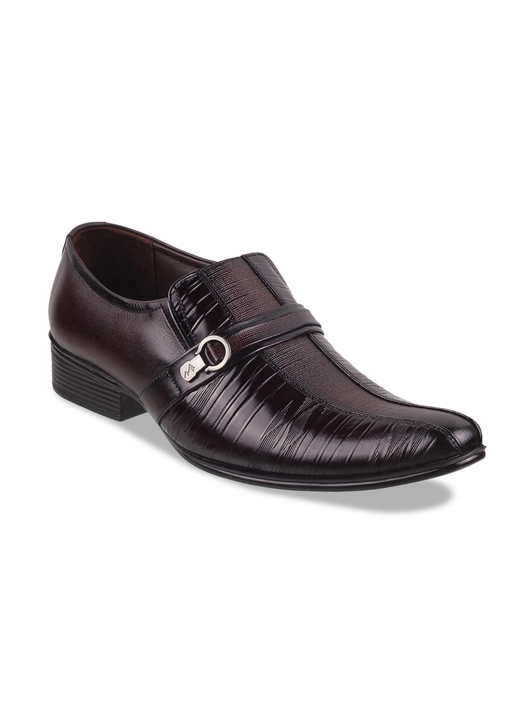 

Metro Men Textured Leather Formal Slip-On Shoes, Burgundy