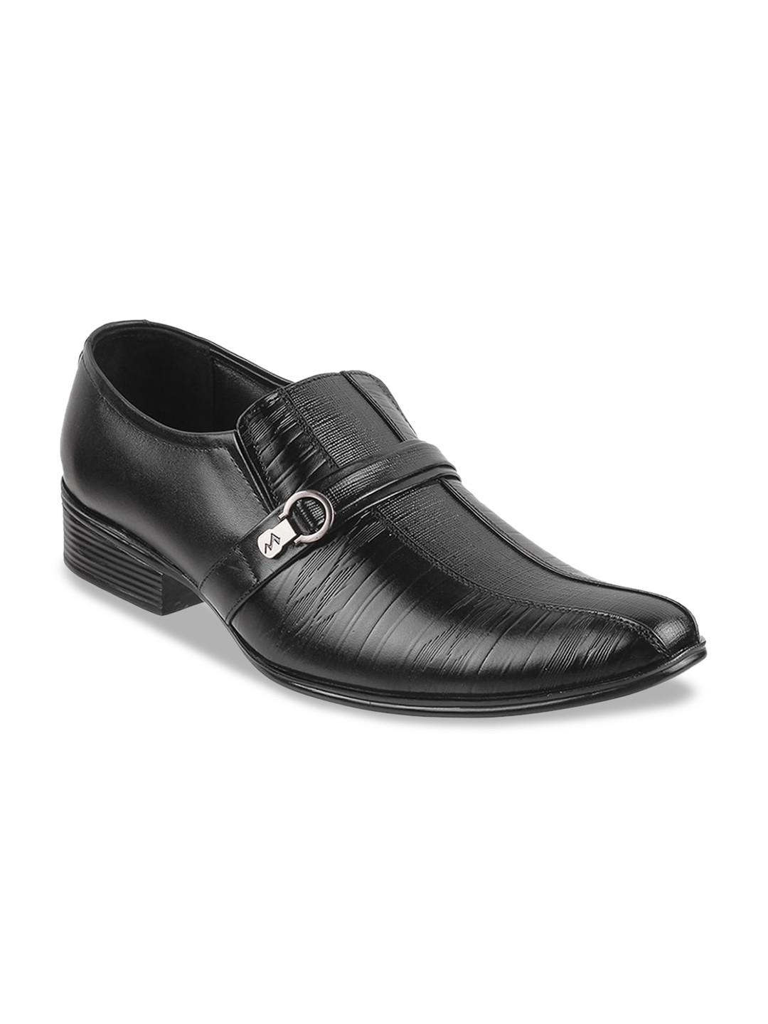 

Metro Men Textured Leather Formal Slip On Shoes, Black