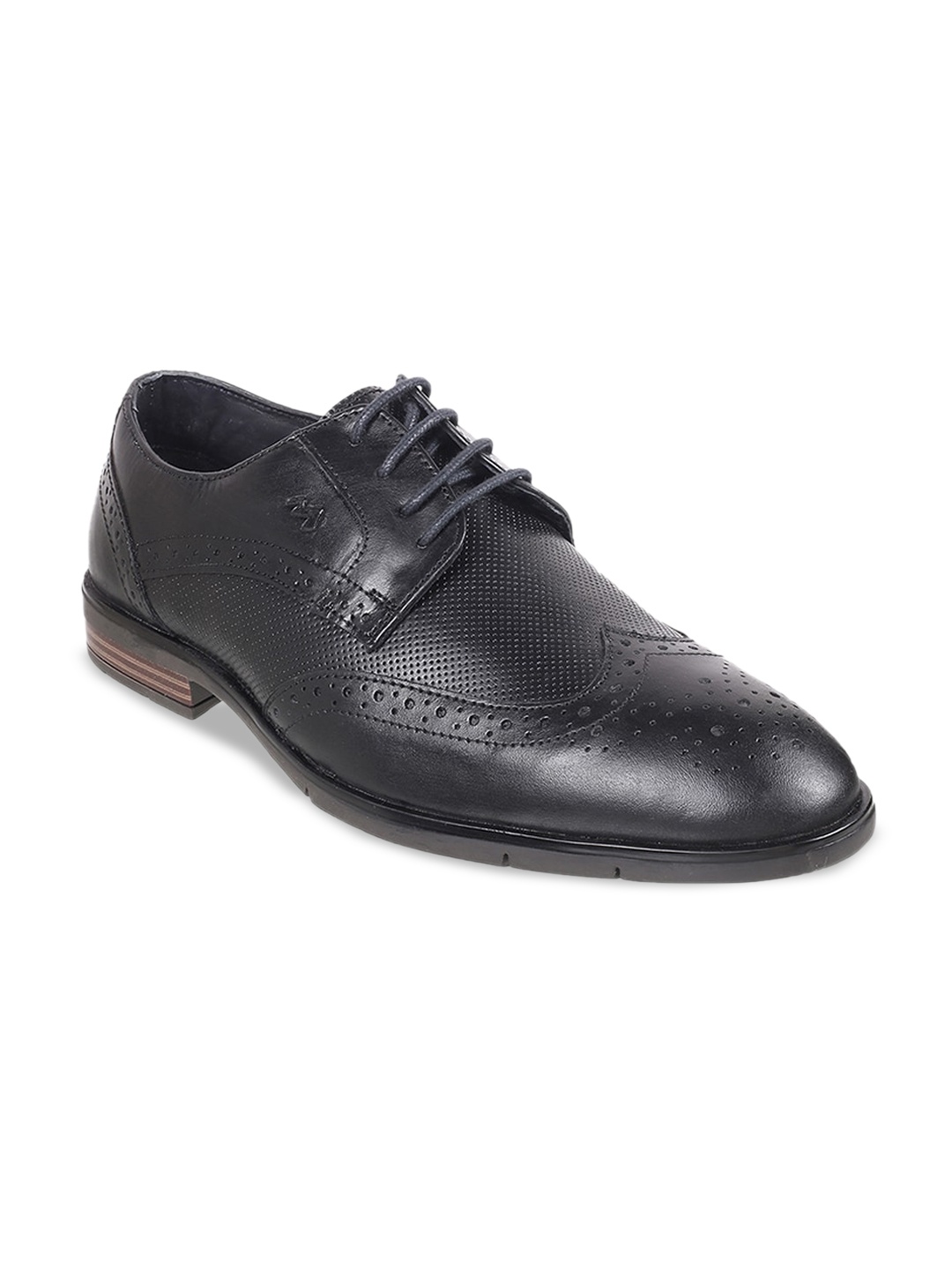 

Metro Men Textured Leather Formal Brogues, Black
