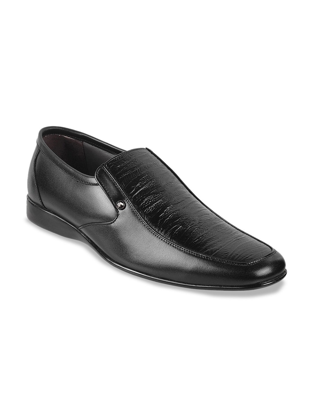 

Metro Men Textured Leather Formal Slip On Shoes, Black