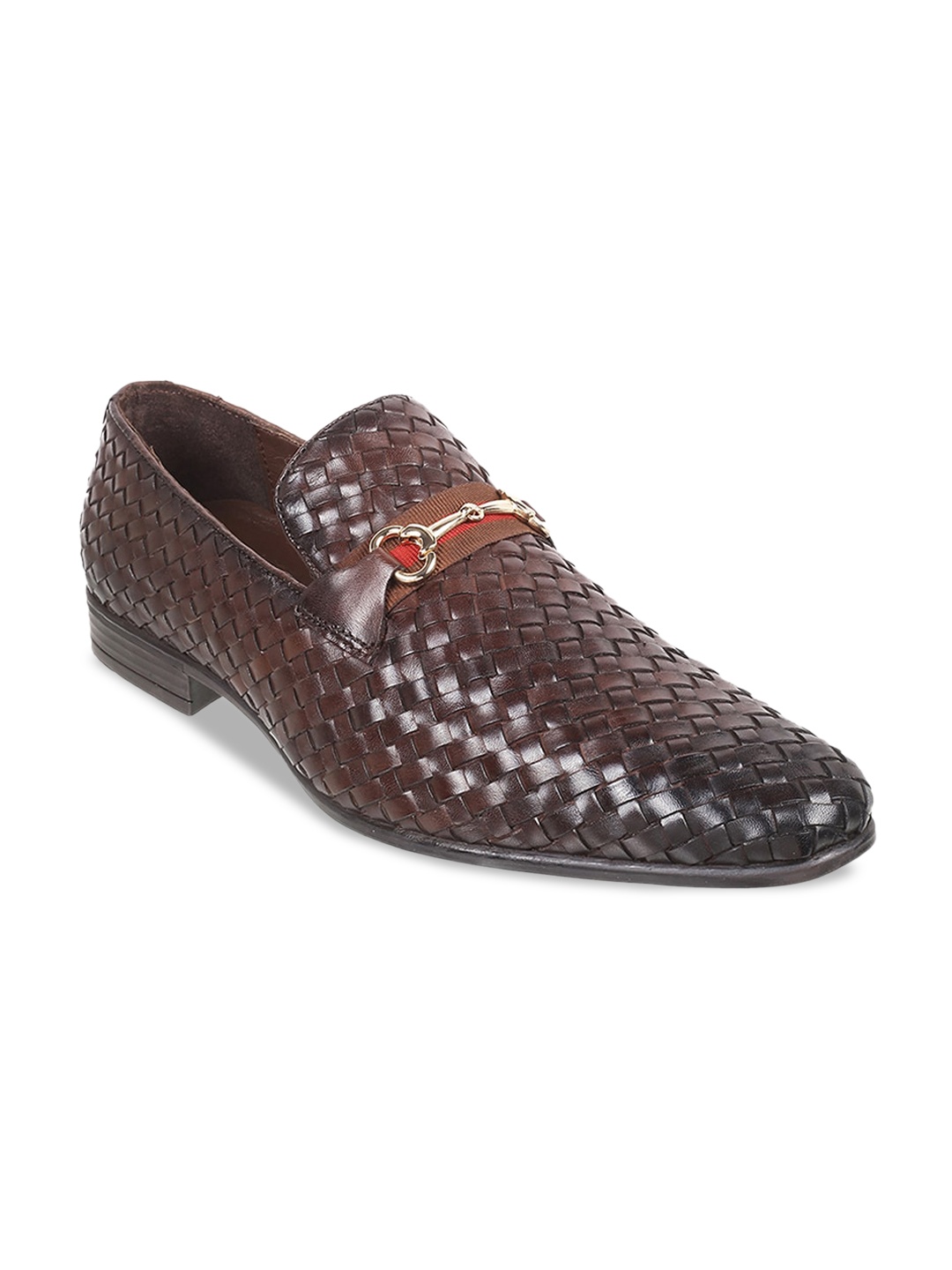 

Metro Men Textured Leather Formal Horsebit Loafers, Brown