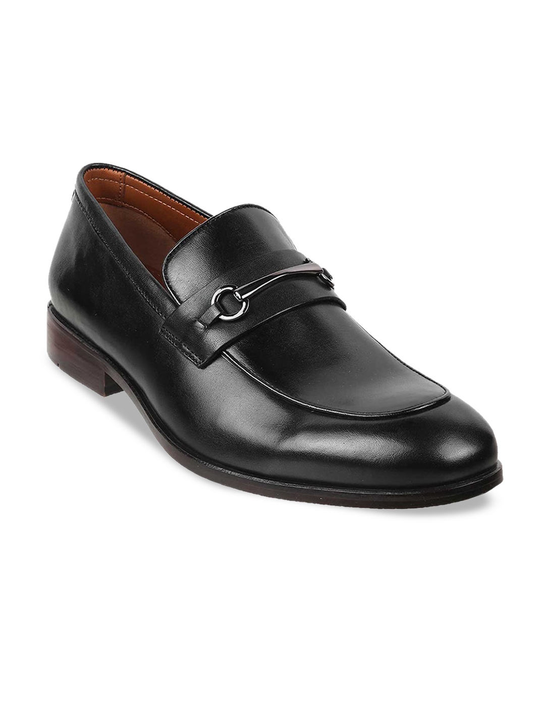 

Mochi Men Leather Formal Horsebit Loafers, Black