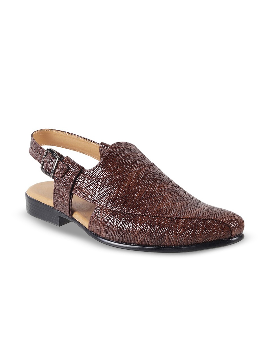 

WALKWAY by Metro Ethnic Shoe-Style Sandals With Buckle, Brown