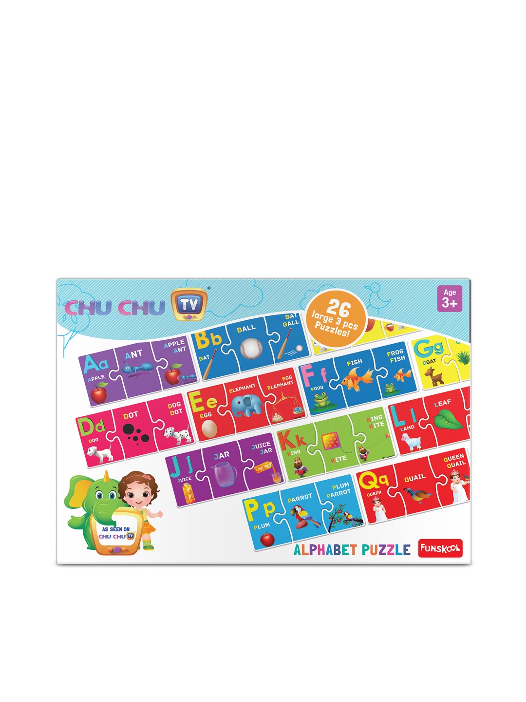 

Funskool Chu Chu TV Alphabet Jigsaw Puzzle for 3+Years, Multi