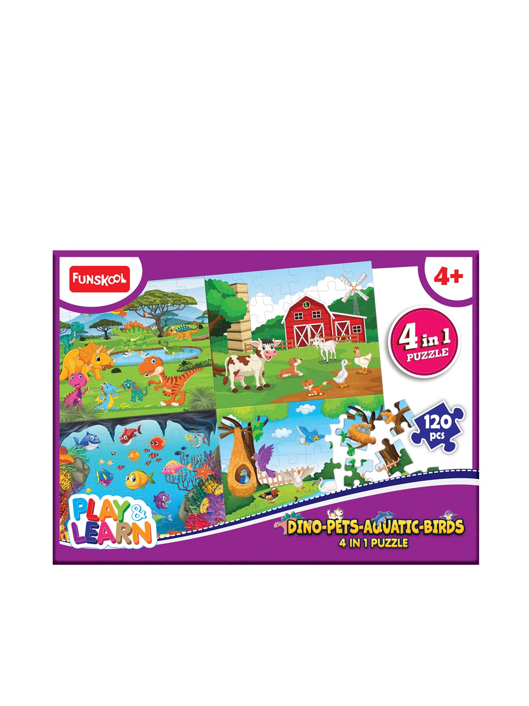 

Funskool Multicoloured 120 Pcs Dino Pets Aquatic Birds 4 in 1 Puzzle, Multi