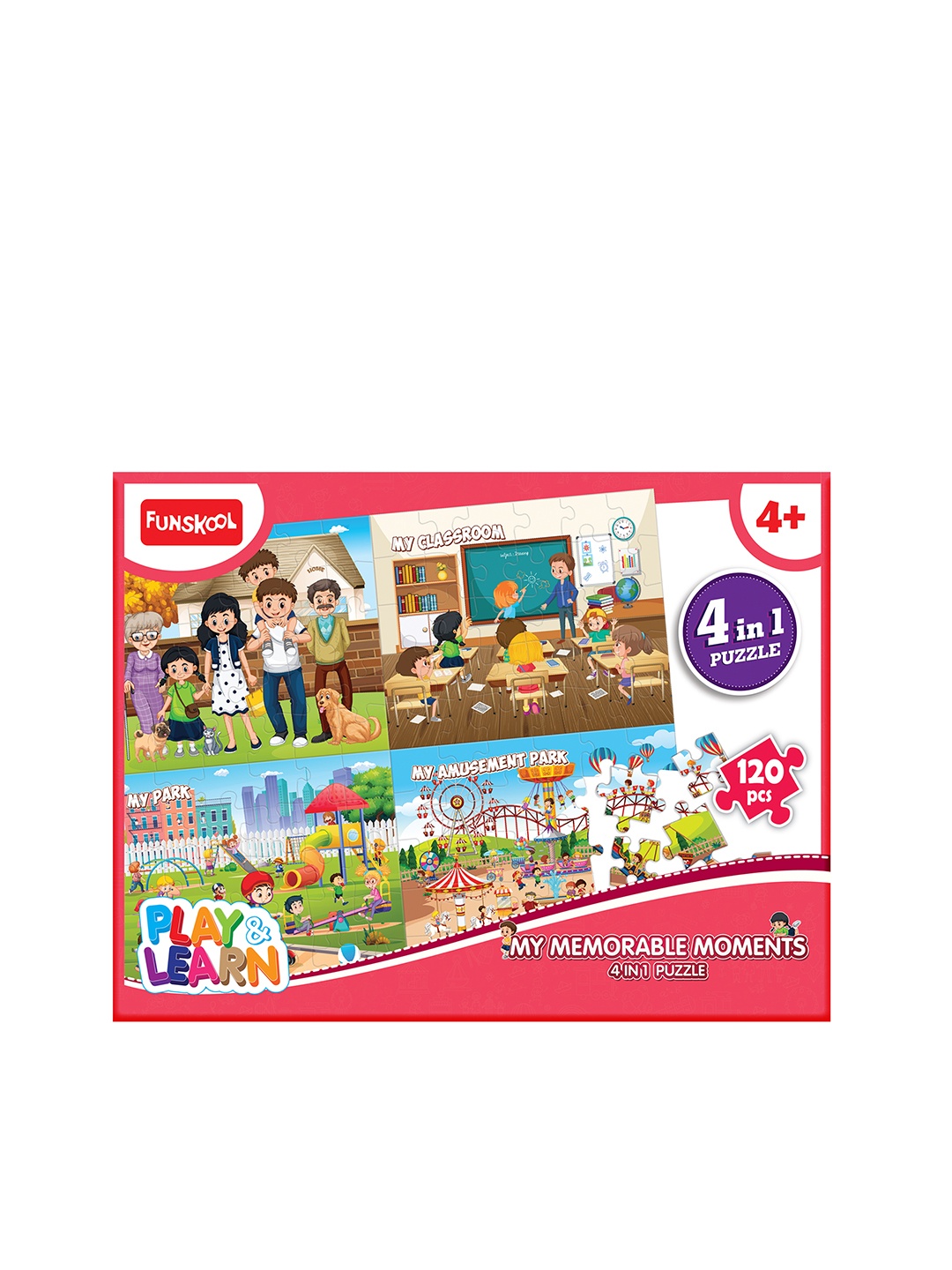 

Funskool Multicoloured 120 Pcs My Memorable Moments 4 in 1 Puzzle, Multi