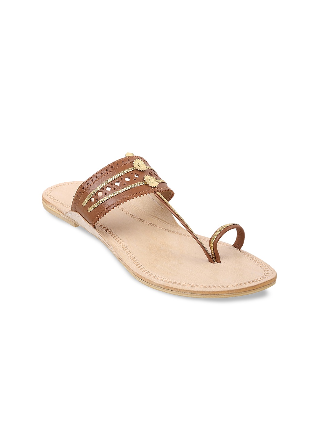

Metro Braided Ethnic One Toe Flats, Tan