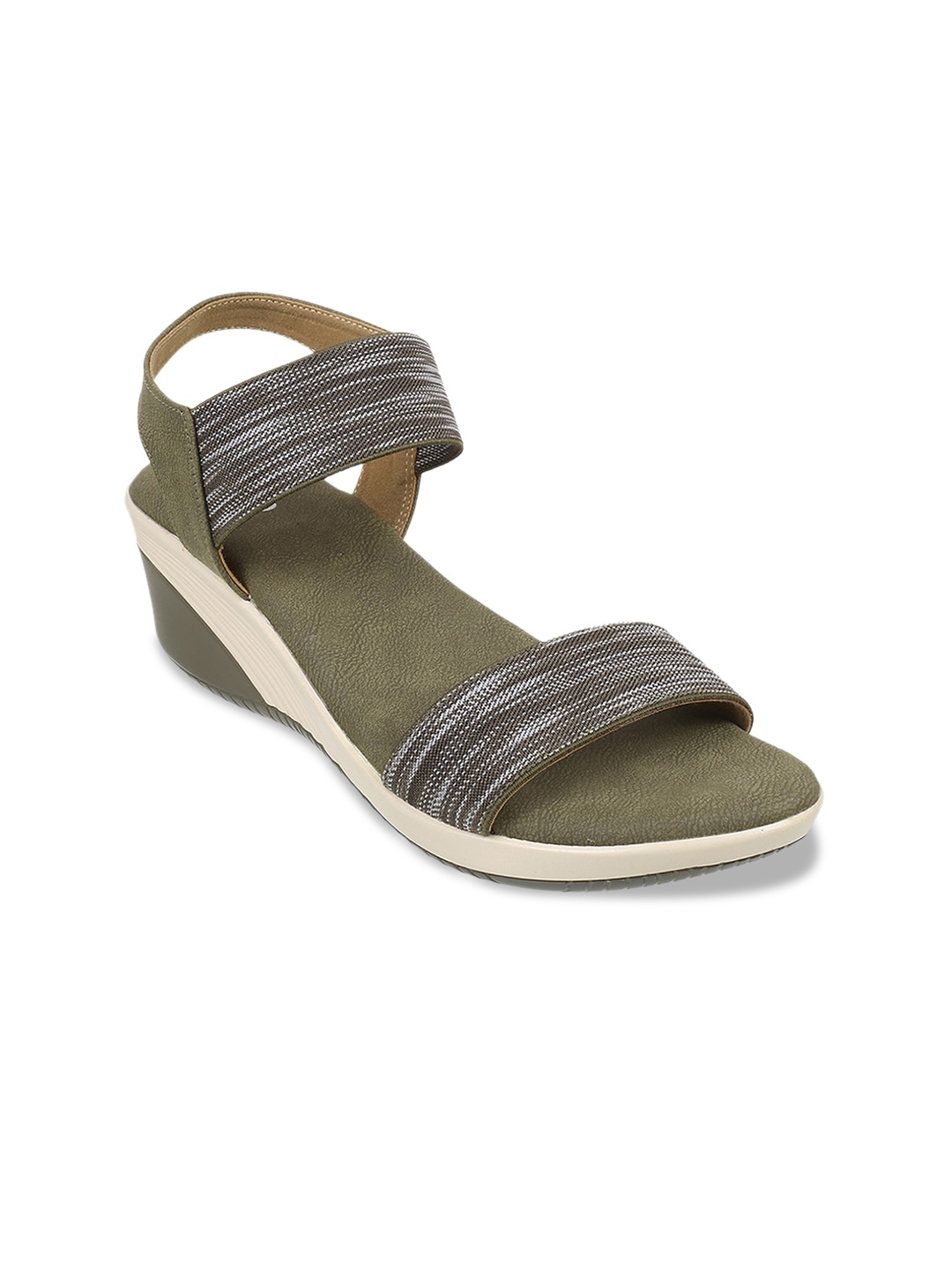 

Metro Striped Open Toe Wedge Heels, Olive