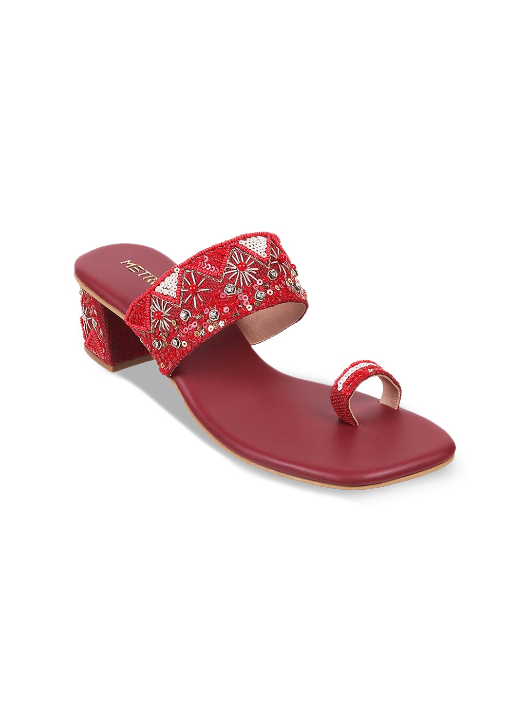 

Metro Embellished Block Heels, Red