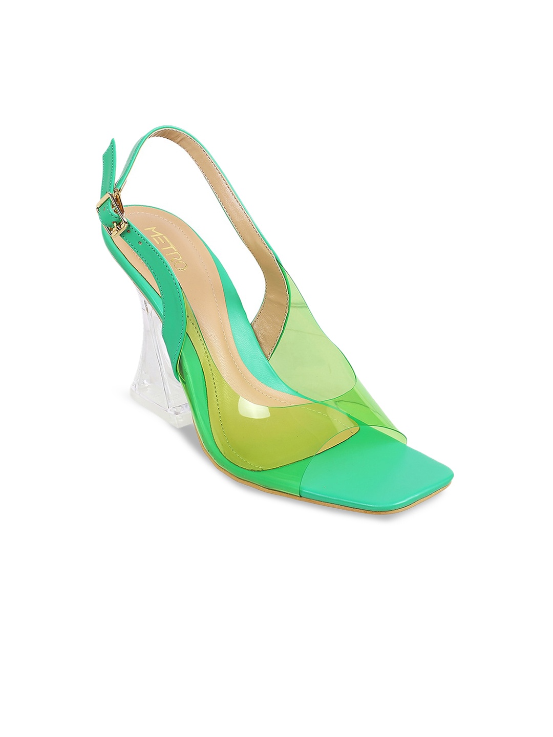 

Metro Open Toe Block Heels, Green