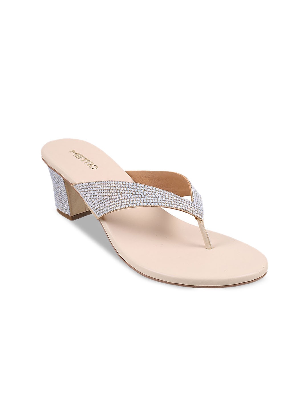 

Metro Embellished Block Heels, Off white